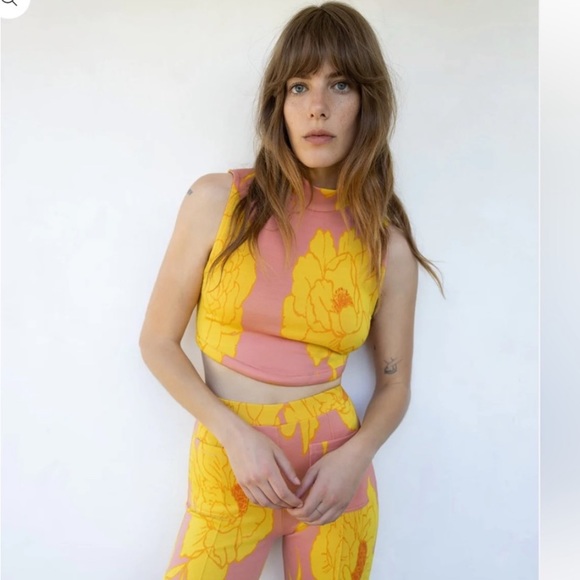 NEW Zara Floral Jacquard Sleeveless High Neck Crop Top - Picture 5 of 11